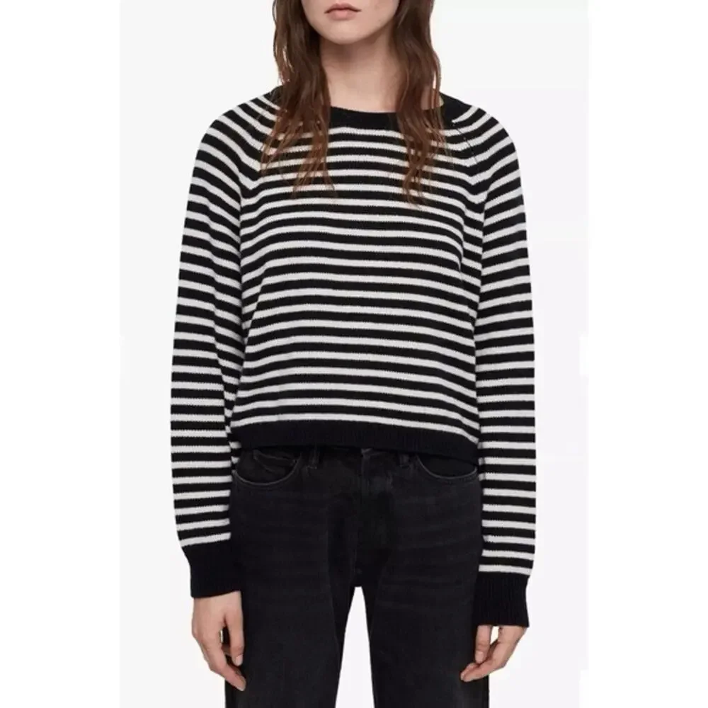 AllSaints Marcel Cropped Stripe Sweater in Women's Small - Picture 7 of 7